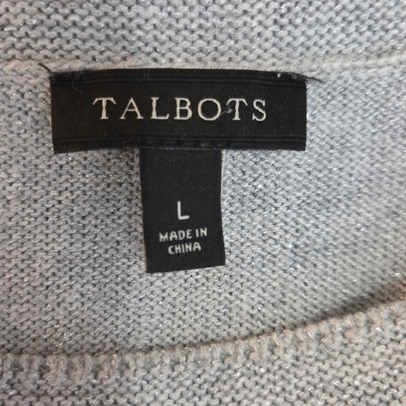 Talbots Light Gray Sweater With Silvery Shimmer Size L - Picture 5 of 6